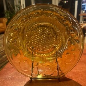 Bartlett Collins Glass Amber Manhattan Scalloped Rim 8 1/2" Serving Bowl,Vintage